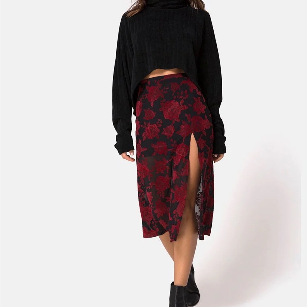 Motel Rocks Red Floral Skirt